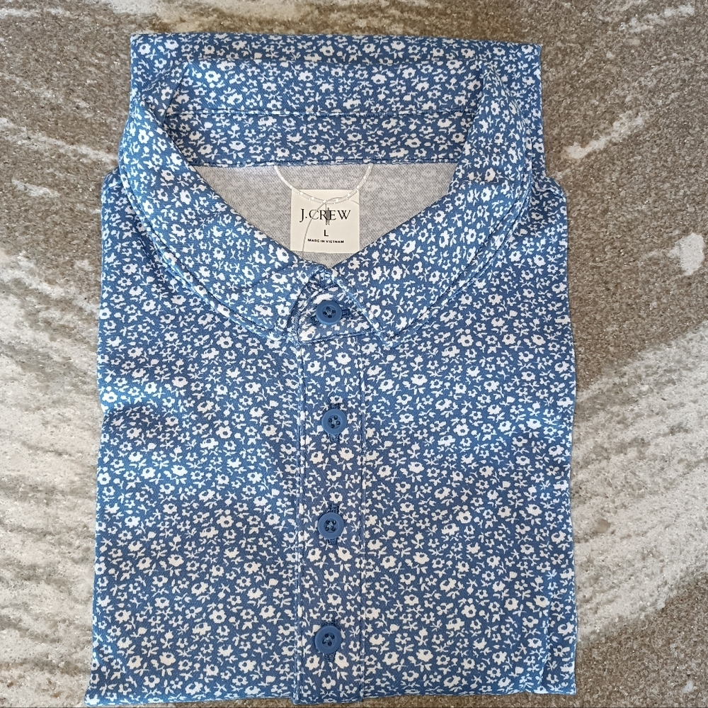 J Crew Men's Long-Sleeve Performance Polo Shirt New Size Large - Picture 2 of 2